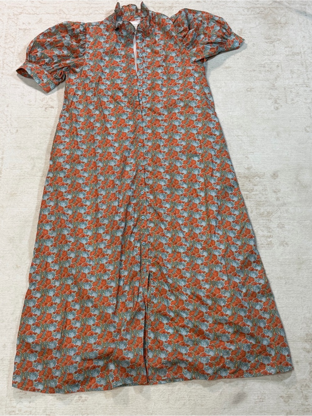 Hyacinth House Floral Puff Sleeve Button Front Maxi Dress Cottagecore